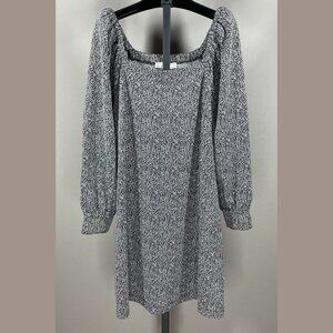 NEW Loft Dress Womens Large black fleck knit shift a line preppy casual